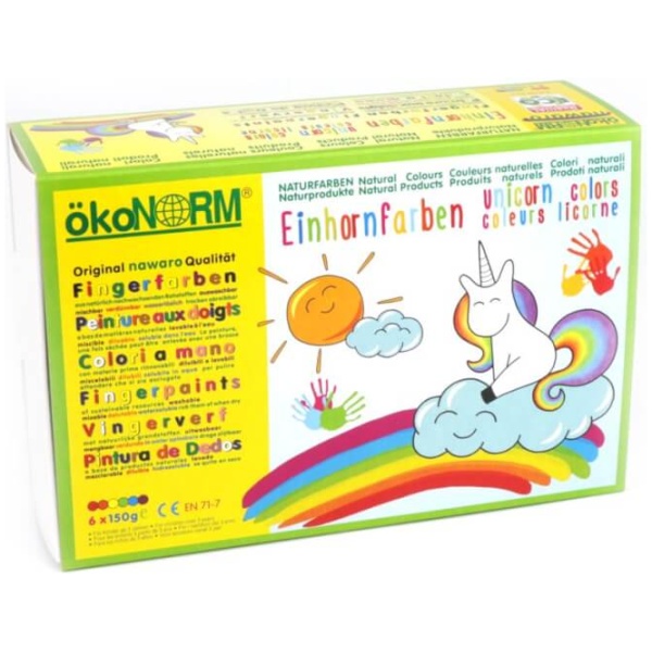 Fingerfarben nawaro, 6er Set Einhorn