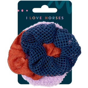 Scrunchies I LOVE HORSES,3er Pack 2fach sortiert