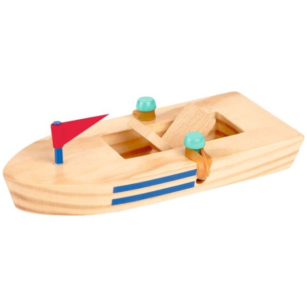 Holzboot mit Gummimotor