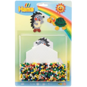 Hama® Bügelperlen Stiftplatten + Perlen Igel und Schildkröte 1.100 Stück