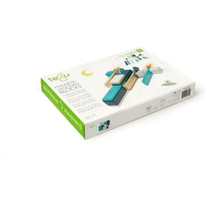 Tegu - 24 Magnetische Holzbausteine blau