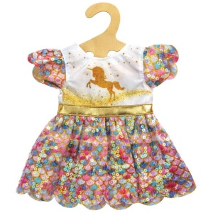 Puppen-Glitzerkleid ''Einhorn Goldy'', Gr. 28-35 cm