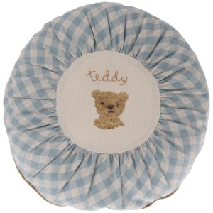 Maileg Cushion, Round small - Teddy, checked