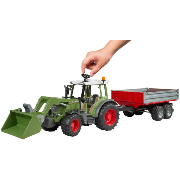 Bruder 02182 Fendt Vario 211 mit Frontlader und Bordwandanhänger