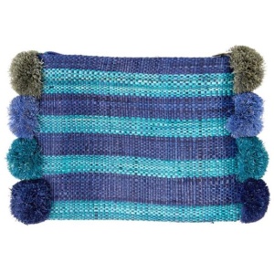 rice Clutch mit Pompoms blau