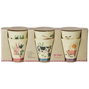 rice Melamin Becher medium 6er Set Farmtiere