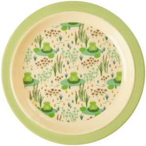 rice Melamin Kinderteller Frosch Print grün ø 22 cm