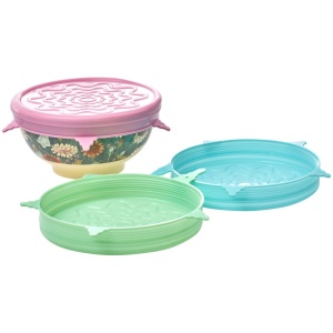 rice1 Silikon Deckel für Melamin Schüssel (medium) 3 Farben (mint, pastellgrün, rosa), sortiert