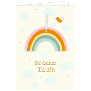 Grußkarte - Zu deiner Taufe - Regenbogen weiß