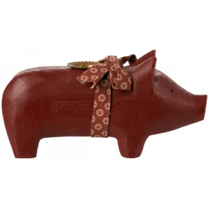 Maileg Pig candle holder, Medium - Red