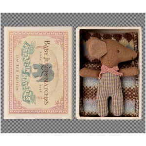 Maileg Sleepy wakey baby mouse in matchbox - Rose