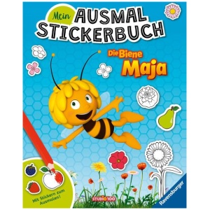 Ravensburger Mein Ausmalstickerbuch Die Biene Maja – Großes Buch mit über 250 Stickern, viele Sticker zum Ausmalen