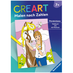 Ravensburger CreArt Malen nach Zahlen ab 7: Pferdeträume, Großes Malbuch, 48 Motive