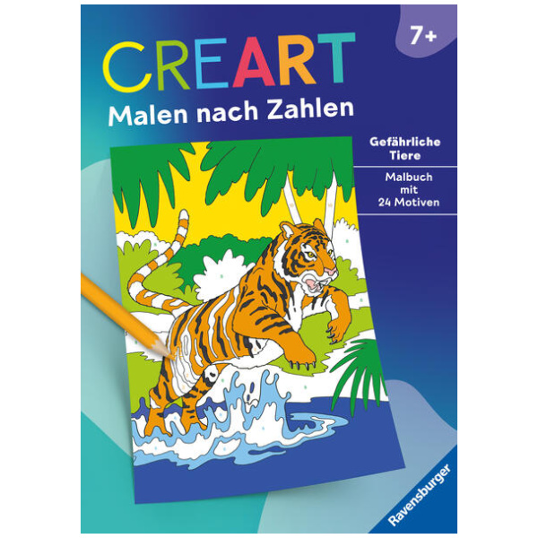 Ravensburger CreArt Malen nach Zahlen ab 7: Gefährliche Tiere, Malbuch, 24 Motive