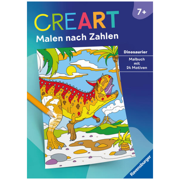 Ravensburger CreArt Malen nach Zahlen ab 7: Dinosaurier, Malbuch, 24 Motive