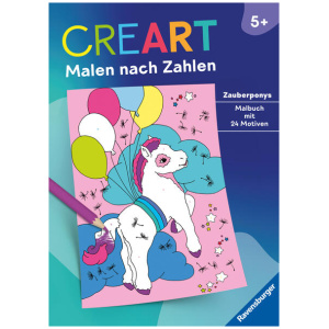 Ravensburger CreArt Malen nach Zahlen ab 5: Zauberponys, Malbuch, 24 Motive